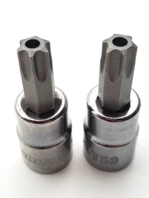 Lot of 2 Husky T50 Tamper Proof Torx Bit Sockets 3/8" Drive - Image 1 of 4