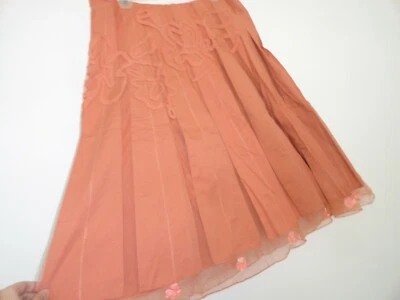 Nueva Falda April Cornell Naranja XL Vintage Romántica Tul Nueva con Etiquetas Retazos Florales  Foto 1 de 4