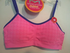 Sujetador deportivo rosa Maidenform para niñas M 7/8 30A copas extraíbles sin costuras correas ajustables - Imagen 1 de 14
