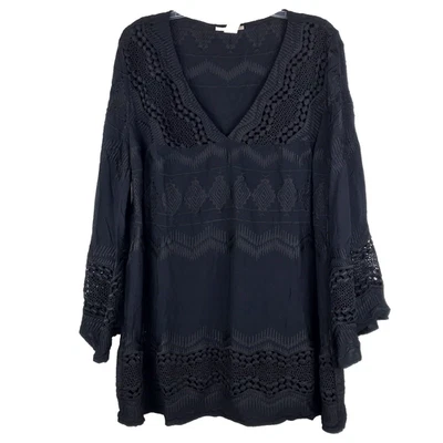 La Blanca 黑色束腰迷你连衣裙游泳遮盖蕾丝刺绣美国 10 英国 14 欧盟 42 — 第 1/4 张图片