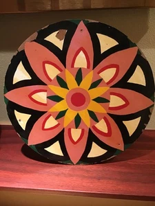 1950s HAND PAINTED 8-POINT ROSETTE GOOD LUCK PENNSYLVANIA DUTCH HEX SIGN PLAQUE - Picture 1 of 12