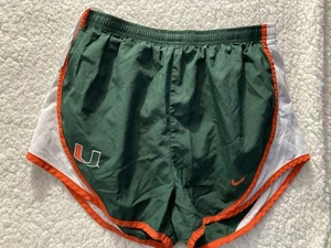 Nike Dri-Fit Shorts green orange tempo running miami hurricanes UM Women Size SM - Picture 1 of 7