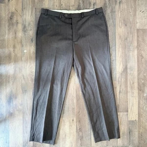 Brooks Brothers 346 Madison Fit Pantalone Uomo 38x30 Marrone 100% Lana Piatto Fronte - Foto 1 di 10
