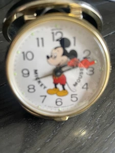 VINTAGE Mickey Mouse Travel Alarm Clock Disney Production - Picture 1 of 6