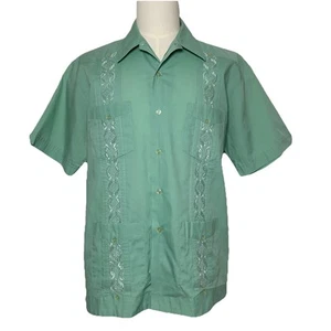 Guayabera by Haband of Paterson XL Short Sleeve Button Shirt Light Green Vintage - Picture 1 of 19