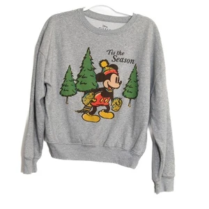 Sudadera Disney Talla L Mickey Mouse Tis The Season Gris Adulto Mezcla de Algodón - Imagen 1 de 8