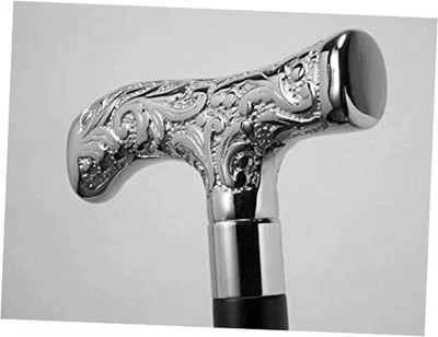 Antique Brass Walking Stick Deluxe Walking Cane Beautiful Brass Silver Handle  - Image 1 of 4