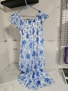 Rare Editions Girls Dress Size 6/6X New With Tags Blue And White - Picture 1 of 2