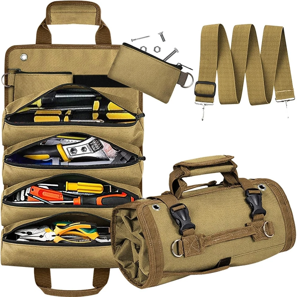 Roll Up Tool Bag Heavy Duty Tool Pouches Tool Bag Organizer With 6 Pockets - Image 1 of 4
