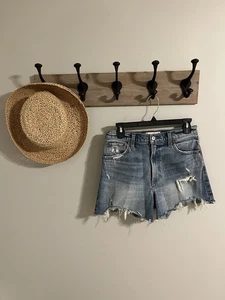 Pantaloncini jeans Abercrombie Fitch denim vita alta 4 pollici invecchiati 6 28 - Foto 1 di 5
