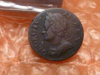 Farthing original 1754 Colonial Times grado superior #6A Foto 1 de 3