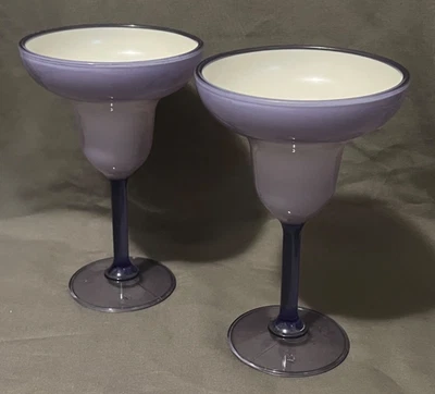 Винтажный пластиковый фиолетовый Маргарита очки комплект из 2 Summer коктейли весело цвет - Изображение 1 из 4