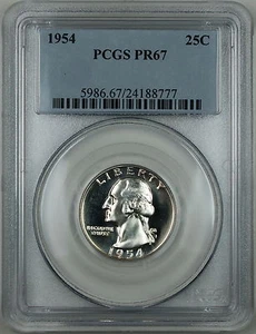 1954 Washington Silver Quarter, PCGS PR-67 Light Cameo, Superb Gem Proof Coin! - Picture 1 of 2