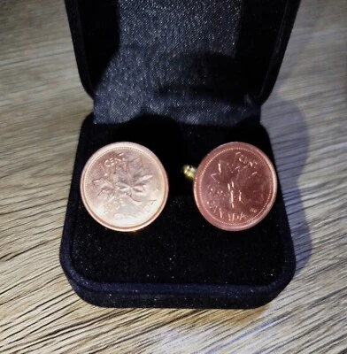 Canada  - Coin Based Cufflinks - 1 Cent -  Maple twig - Image 1 of 3