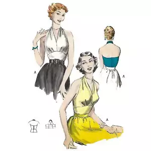 50s Pattern - "Fast & Easy" Neck Halter Top, Blouse - Bust: 86.4cm (86.4cm) - Picture 1 of 11