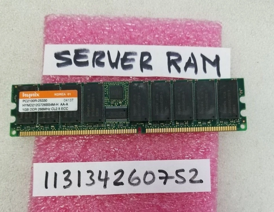 1GB PC DDR1 DDR PC2100R DDR-266 2100 266 184PIN RDIMM Dual Rank 2RX4 64X4  - Image 1 of 1