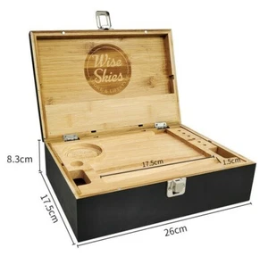 Bamboo Wooden Rolling Box | Wise Skies Black Wooden Box Natural Storage Christma - Picture 1 of 5