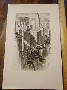 A.C. Webb Original 1930 Chicago Skyline Etching RARE! Hempstead Studios - Picture 1 of 6