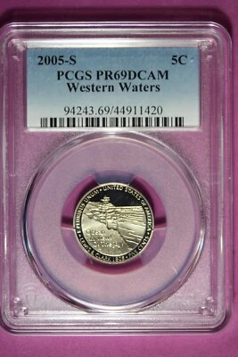2005 S PCGS PR69 DCAM Western Waters Jefferson Nickel #B44705 - Image 1 of 2