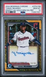 Yaikel Mijares 2024 Bowman Chrome Prospect Auto Gold Mini Dia 18/50 PSA 10 - Picture 1 of 2