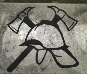 Casco de bomberos decoración hachas signo gremial emblema casco de protección logotipo de acero de 3 mm - Imagen 1 de 4