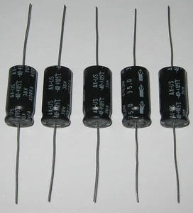 5 X ITT 470 uF Axial Electrolytic Capacitor - 35 V DC - 13 mm Diameter - 105 C - Picture 1 of 5