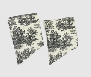 Waverly Valances Rare Vintage Country Life Toile Short Curtains Black Ivory Pair - Picture 1 of 5