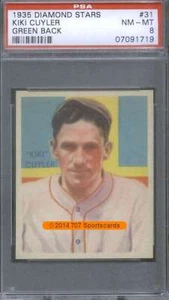 1935 Diamond Stars #31B Kiki Cuyler Green Back PSA 8 Cubs (1719) - Picture 1 of 2
