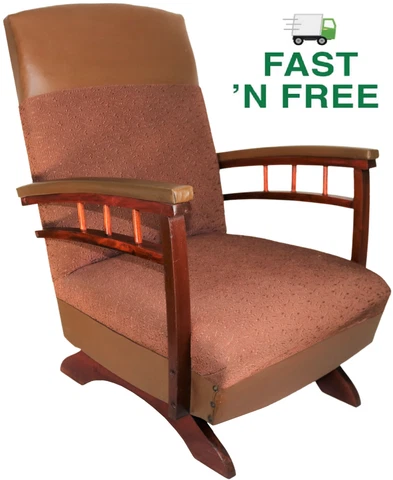 Mid-Century Vintage Upholstered/Vinyl Spring Rocker - Rocking Chair ~Circa: 1962 Cover
