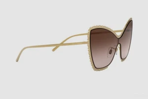 $387 Dolce & Gabbana DG2240 02/13 Women Gold Butterfly Shield Sunglasses 145-135 - Picture 1 of 4