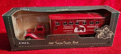 Ertl Anheuser-Busch Budweiser 1941 Tractor Trailer Coin Bank Diecast 1/43 Scale  - Image 1 of 4