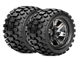 Roapex Reifen 1/10 Monster Truck montiert 1/2 offset Chrome Schwarz Felgen 12mm - Bild 1 von 1