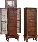 Jewelry Armoire, Freestanding Wooden Jewelry Cabinet with Mirror, Jewelry Storag