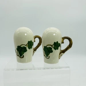 Metlox Poppy Trail California Ivy Salt Pepper Shaker Set White Green Crazing - Picture 1 of 13