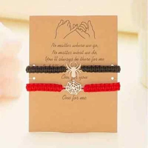 Couples Friends Halloween Silver Spider & Spider Web Pendant Bracelets Jewelry - Picture 1 of 1