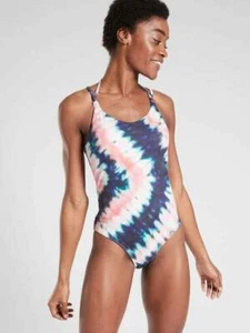 Costume da bagno ATHLETA Tie Dye Keyhole taglia LARGE L rosa multi nuovo con etichette - Foto 1 di 3