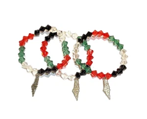 24 Perlen Armband Palästinensisch Multicolor Palästina Karte repräsentiert Farben Flagge - Bild 1 von 6