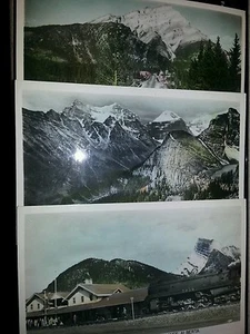 Lot of 3 Alberta Canada RPPC's hand colored CPR Train Depot Alpine Gardens Mount - Picture 1 of 5