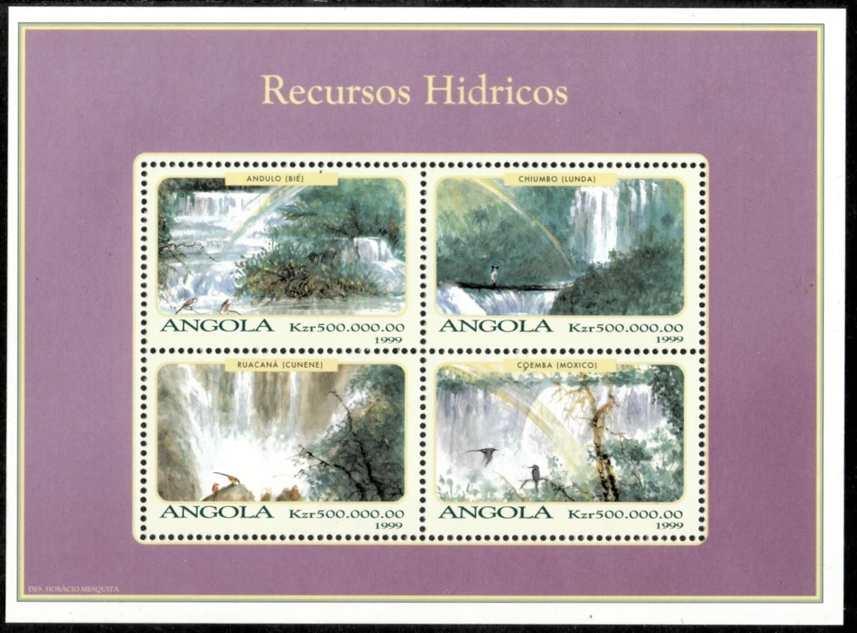 Angola 1999 - Waterfalls - Sheet of 4 Stamps - Scott #1080 - MNH - Image 1 of 1
