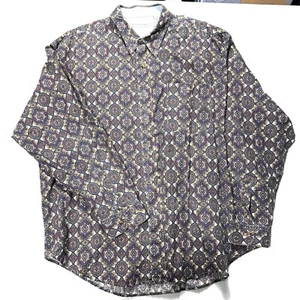 Bugle Boy Company Vintage 90s Geometric Print Shirt Button Up Blue Men's XXL - Picture 1 of 7