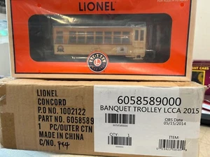 🚂Lionel 6-58589 LCCA Banquet Trolley (cream body, orange windows) MIB - Picture 1 of 5