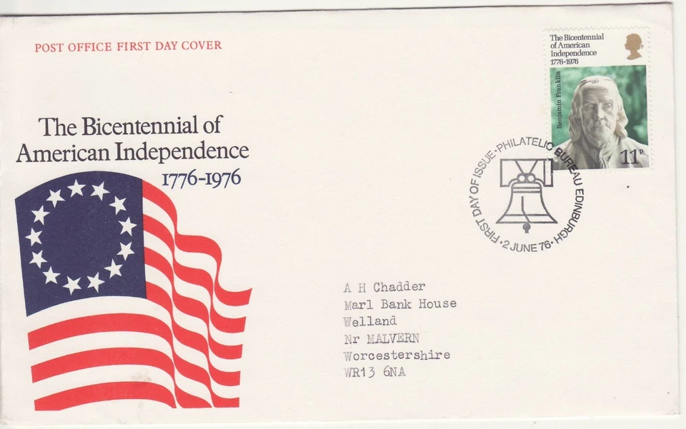 GB Stamps First Day Cover Bicentenary of American Revolution SHS Bell 1976 - Image 1 of 1