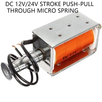 Stroke Push-Pull Through Micro Spring Solenoid Magnet Electromagnet DC 12V/24V - Image 1 of 4