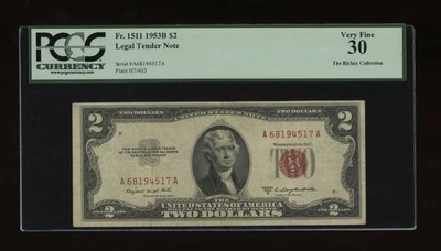 DBR 1953-B $2 Legal Fr. 1511 PCGS 30 Serial A68194517A - Image 1 of 2