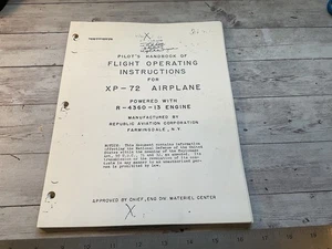 REPUBLIC AVIATION XP-72 AIRCRAFT PILOT FLIGHT HANDBOOK COPY - Picture 1 of 6