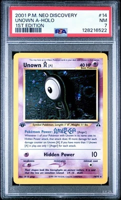 PSA 7 Unown A  14/75 Neo Discovery 1st Edition Holo Pokemon TCG NM - Image 1 of 2