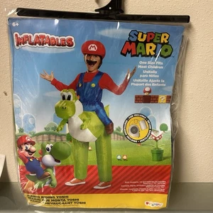 New Super Mario Mario Riding Yoshi Inflatable Halloween Costume 6+ Fan Included - Picture 1 of 6