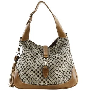 GUCCI Nuevo Bolso de Mano Jackie 246907 Diamante Bambú Flecos Marrón Lona Mujeres - Imagen 1 de 12