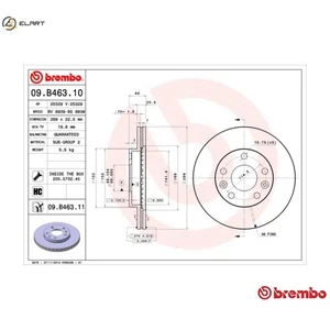 2x BRAKE DISC 09.B463.11 FOR RENAULT DUSTER/SUV KAPTUR MEGANE/GRAND/COUPE/IV - Picture 1 of 10