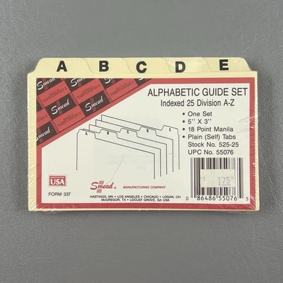 Vintage Smead Alphabetic Guide Set A - Z  3”x5” Form 337 USA 525-25 New - Image 1 of 3